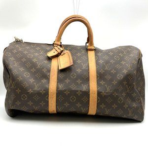LOUIS VUITTON Brown Monogram Keepall 50 Boston Bag